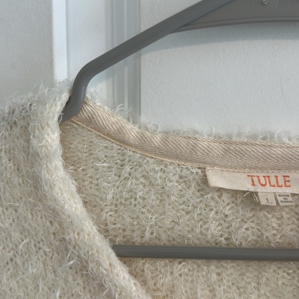 Tulle Cream Cardigan Sweater - Picture 2 of 9